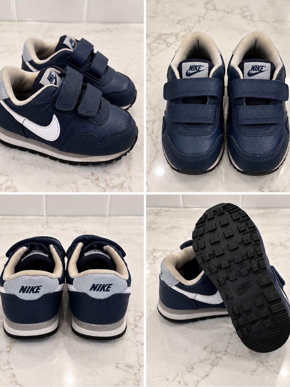 Nike Navy and White Kids Velcro Sneakers